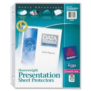 Pack of 25 Avery Diamond Clear Heavyweight Sheet Protectors, Acid Free, 75304